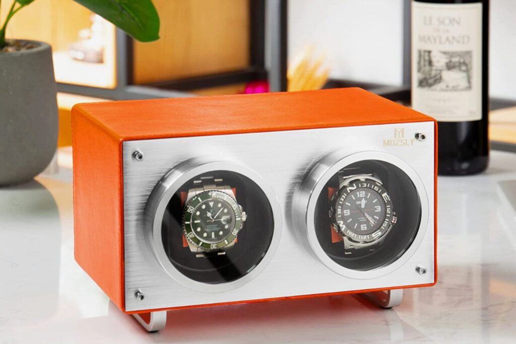 orange mozsly dual watch winder